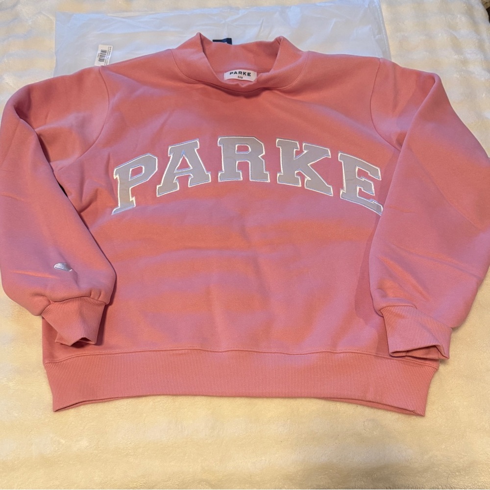 PARKE varsity mockneck blush+lavender Valentine drop